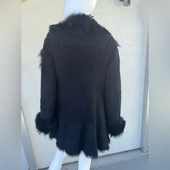HSO Collection Black dyed Shearling Lamb Fur Jacket Size 6 - Picture 4 of 17